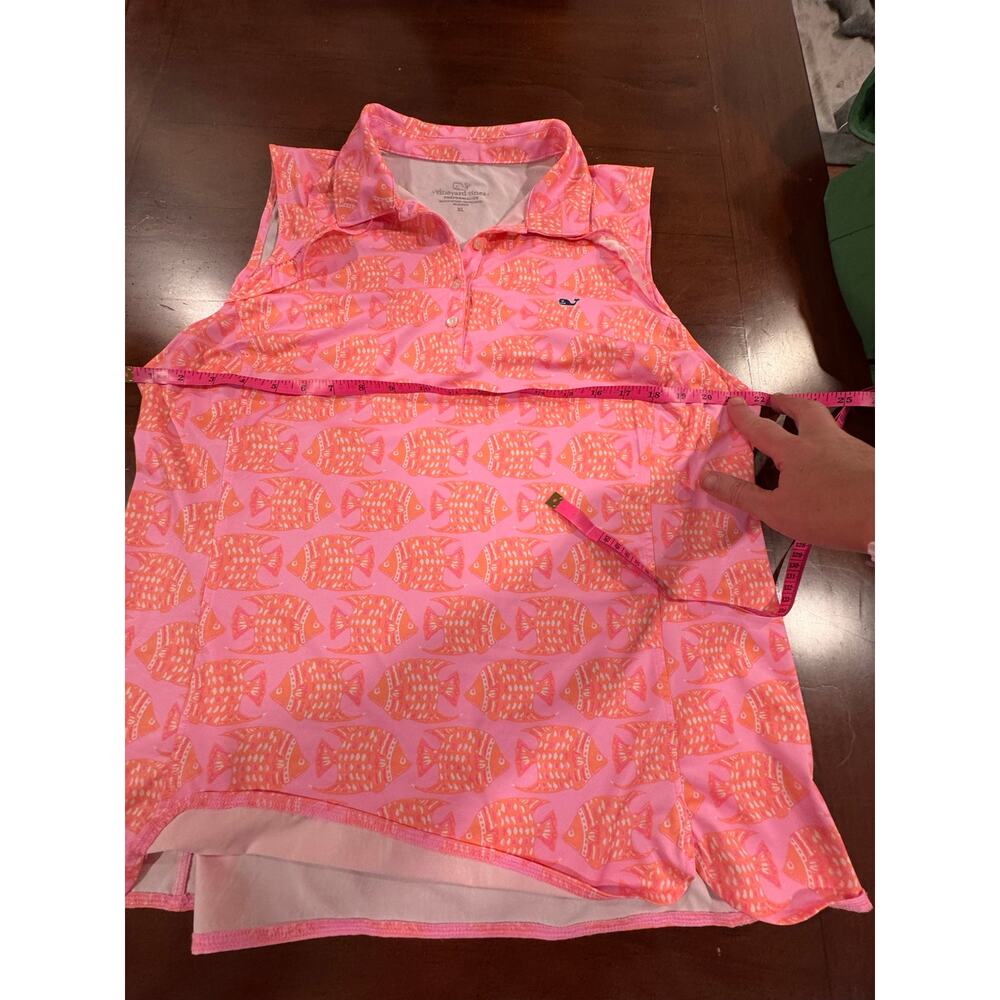 Vineyard Vines Performance Sleeveless Polo pink Orange Fish Woman XL - Picture 4 of 7